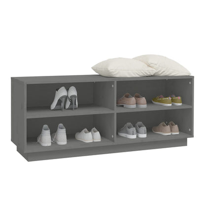 Schuhregal Grau 110x34x45 cm Massivholz Kiefer