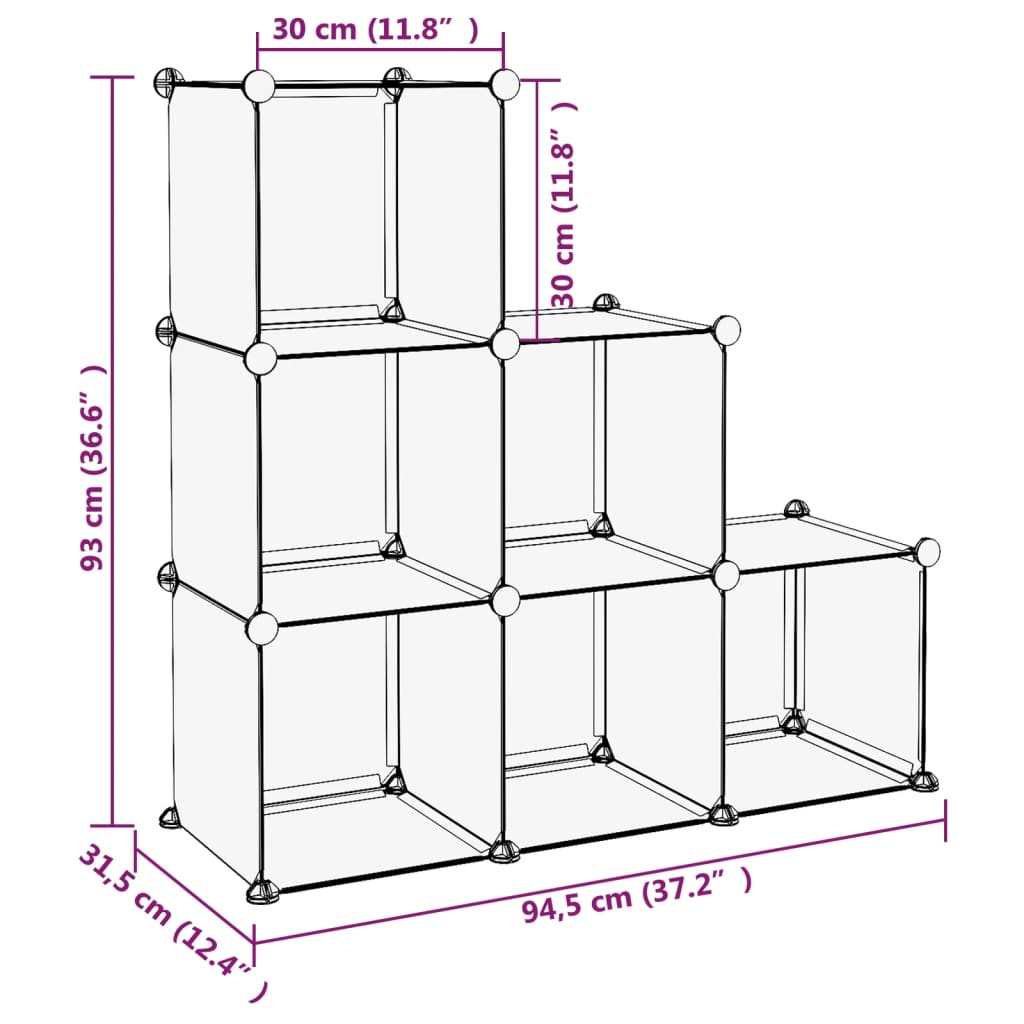 Regalsystem mit 6 Würfeln Transparent PP