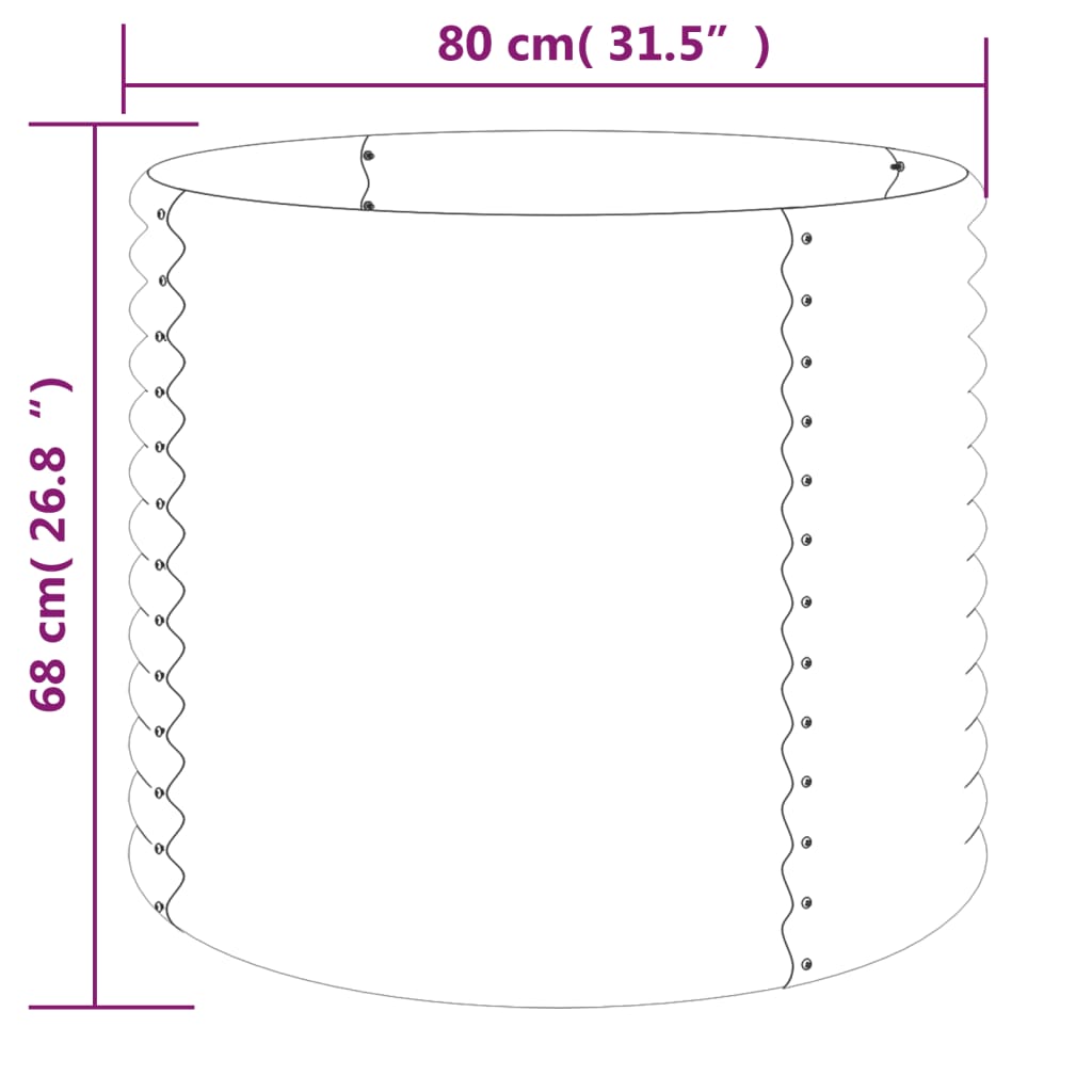 Pflanzkübel Pulverbeschichteter Stahl 80x80x68 cm Braun