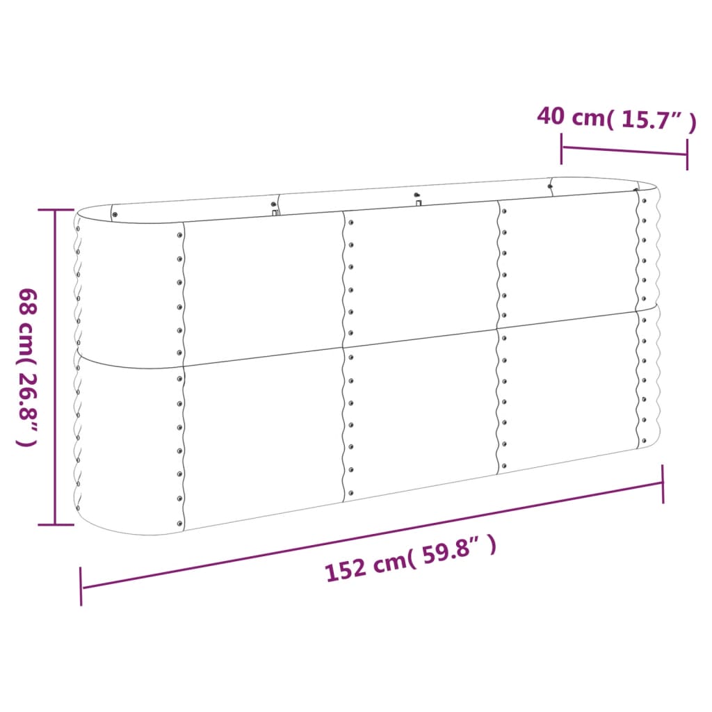 Hochbeet Pulverbeschichteter Stahl 152x40x68 cm Anthrazit