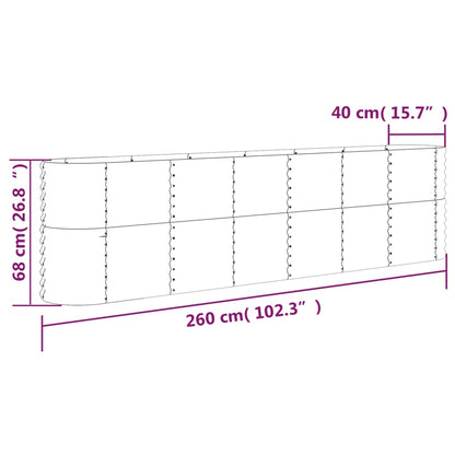 Hochbeet Pulverbeschichteter Stahl 260x40x68 cm Grau