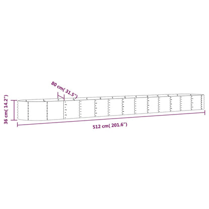 Hochbeet Pulverbeschichteter Stahl 512x80x36 cm Anthrazit