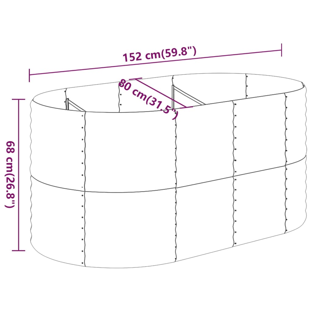 Hochbeet Pulverbeschichteter Stahl 152x80x68 cm Grau