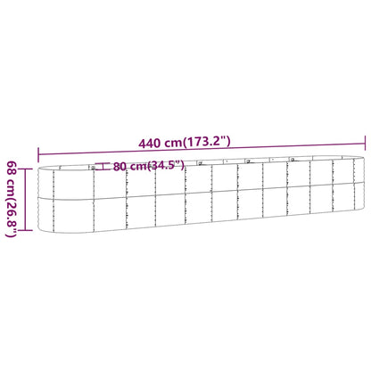 Hochbeet Pulverbeschichteter Stahl 440x80x68 cm Silbern