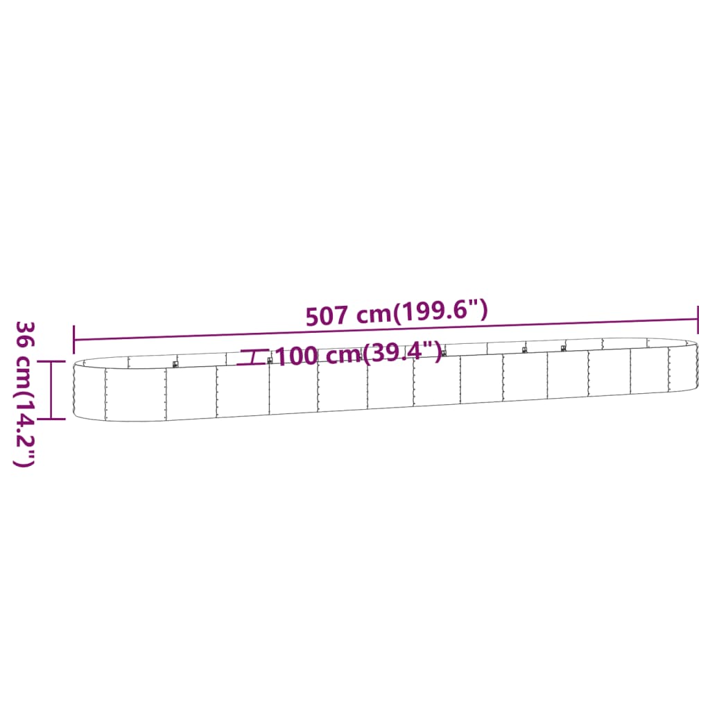 Hochbeet Pulverbeschichteter Stahl 507x100x36 cm Silbern