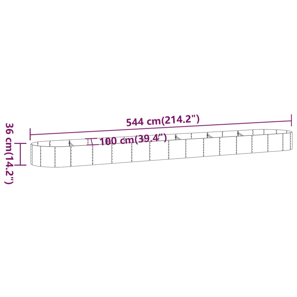 Hochbeet Pulverbeschichteter Stahl 544x100x36 cm Braun