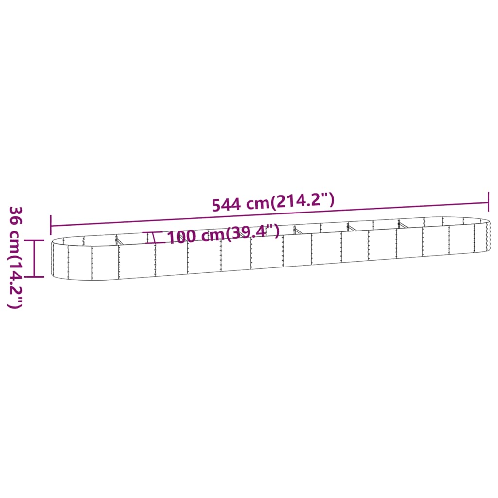 Hochbeet Pulverbeschichteter Stahl 544x100x36 cm Silbern