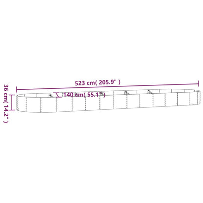 Hochbeet Pulverbeschichteter Stahl 523x140x36 cm Grau