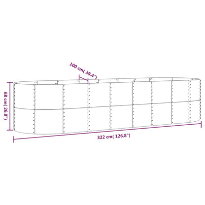 Hochbeet Pulverbeschichteter Stahl 322x100x68 cm Silbern