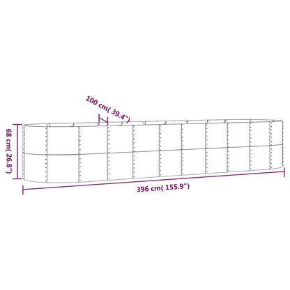 Hochbeet Pulverbeschichteter Stahl 396x100x68 cm Silbern