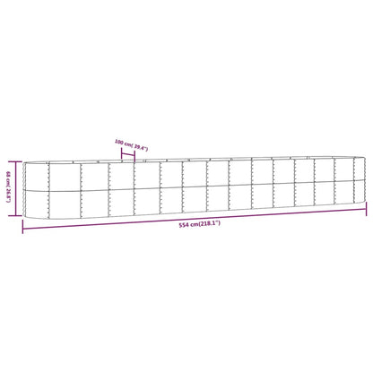 Hochbeet Silbern 554x100x68 cm Pulverbeschichteter Stahl