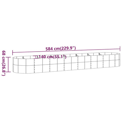 Hochbeet Pulverbeschichteter Stahl 584x140x68 cm Braun