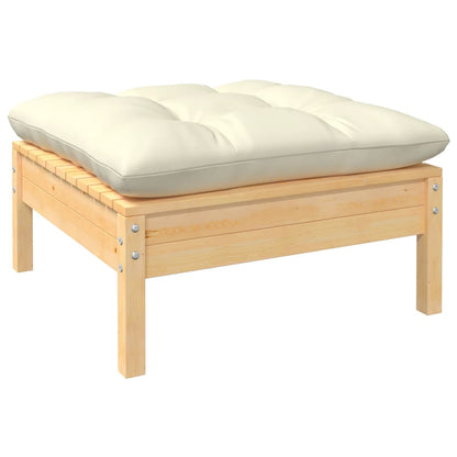 10-tlg. Garten-Lounge-Set mit Creme Kissen Massivholz Kiefer