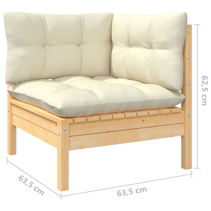 10-tlg. Garten-Lounge-Set mit Creme Kissen Kiefernholz