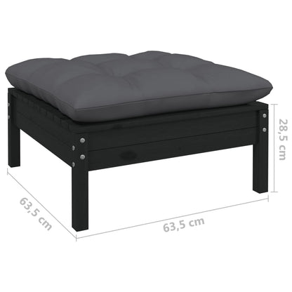 10-tlg. Garten-Lounge-Set mit Kissen Schwarz Kiefer Massivholz