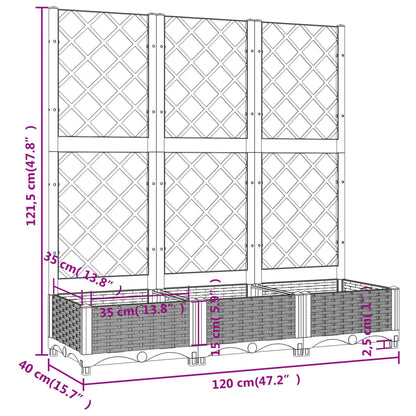 Pflanzkübel mit Rankgitter Braun 120x40x121,5 cm PP