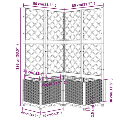 Pflanzkübel mit Rankgitter Braun 80x80x136 cm PP