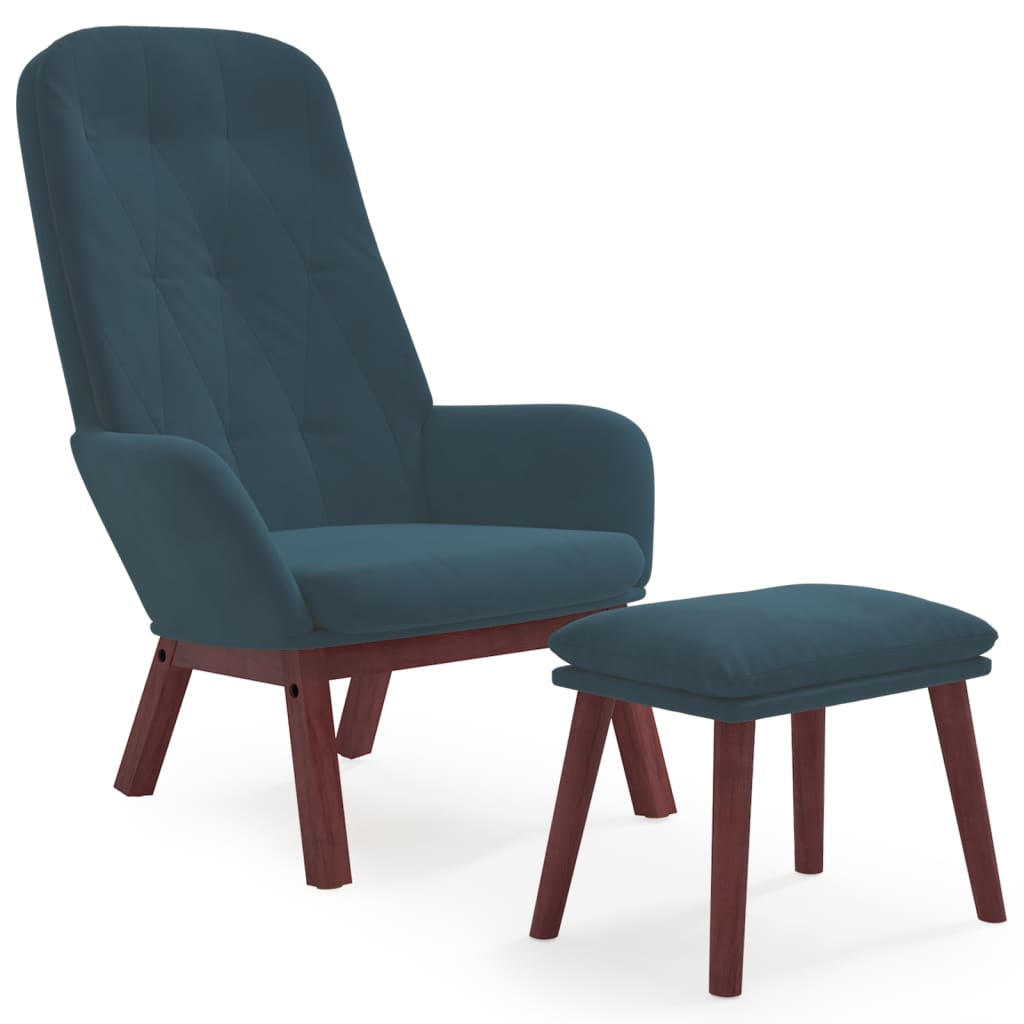 Relaxsessel mit Hocker Blau Samt