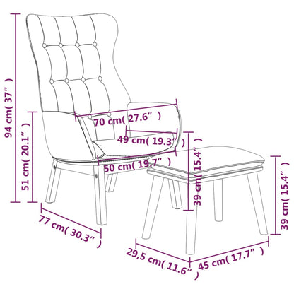 Relaxsessel mit Hocker Hellgrau Stoff