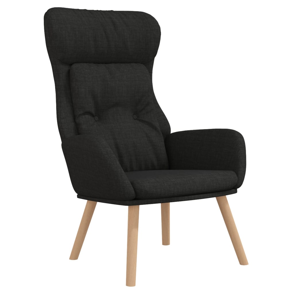 Relaxsessel mit Hocker Schwarz Stoff