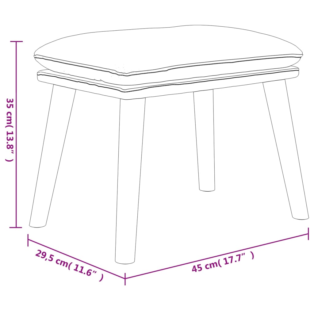 Relaxsessel mit Hocker Hellgrau Samt