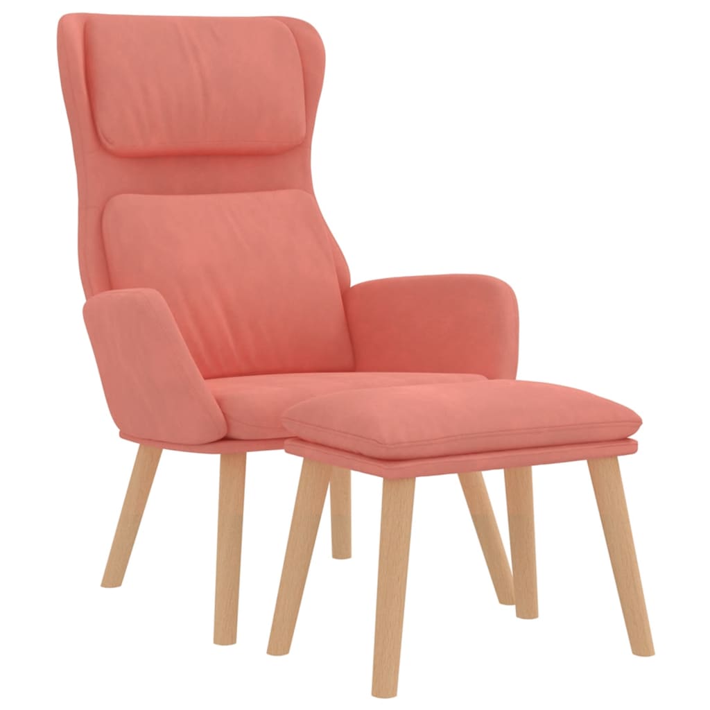 Relaxsessel mit Hocker Rosa Samt