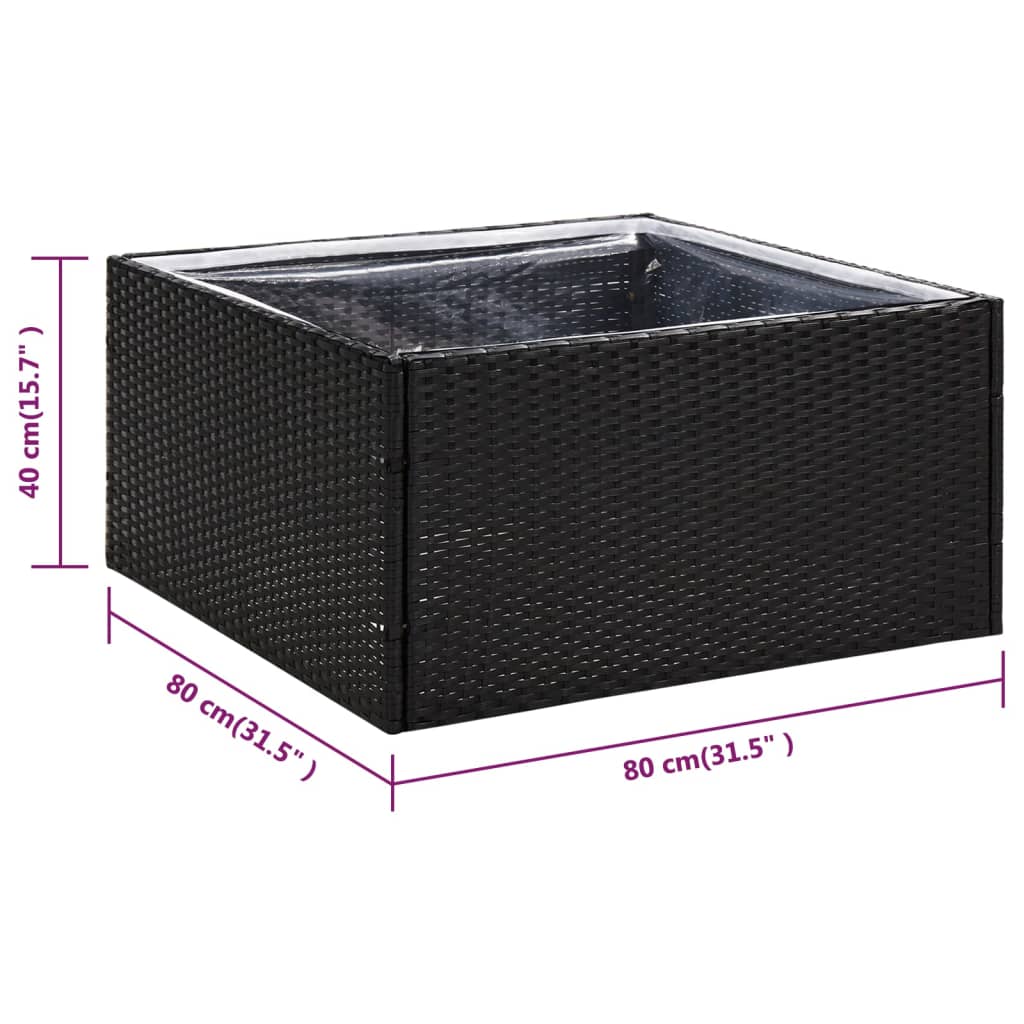 Pflanzkübel Schwarz 80x80x40 cm Poly Rattan