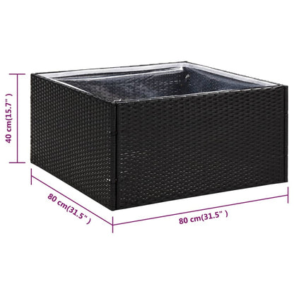 Pflanzkübel Schwarz 80x80x40 cm Poly Rattan