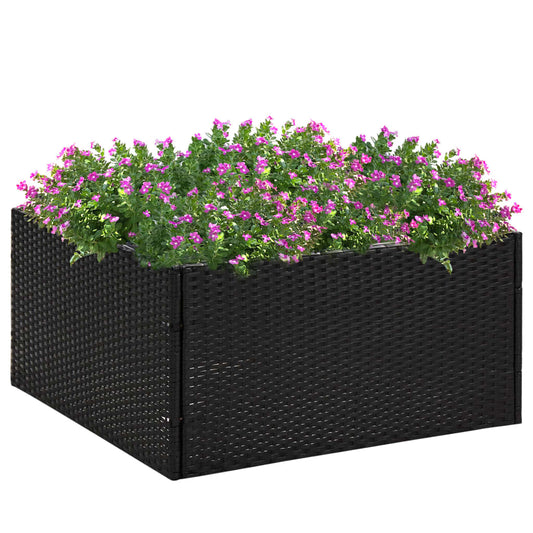 Pflanzkübel Schwarz 80x80x40 cm Poly Rattan