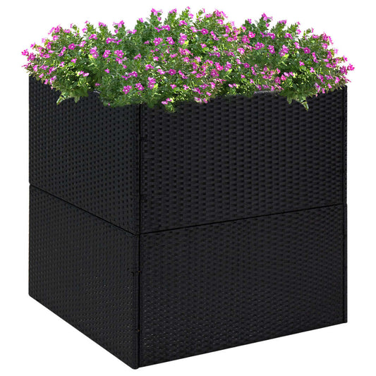 Pflanzkübel Schwarz 80x80x80 cm Poly Rattan