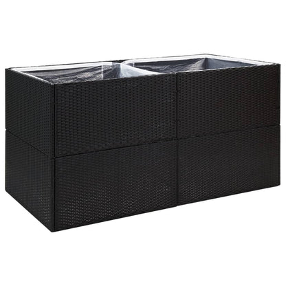 Pflanzkübel Schwarz 157x80x80 cm Poly Rattan