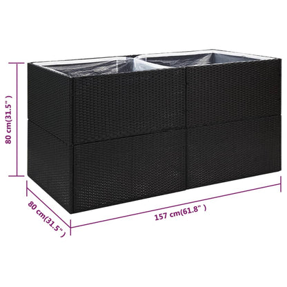 Pflanzkübel Schwarz 157x80x80 cm Poly Rattan