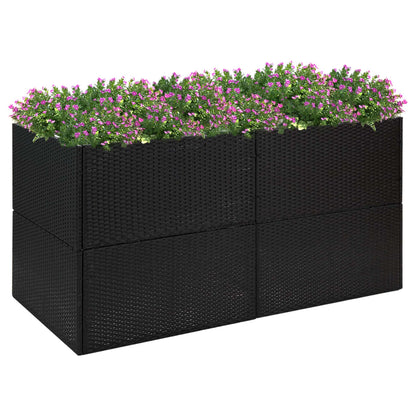 Pflanzkübel Schwarz 157x80x80 cm Poly Rattan