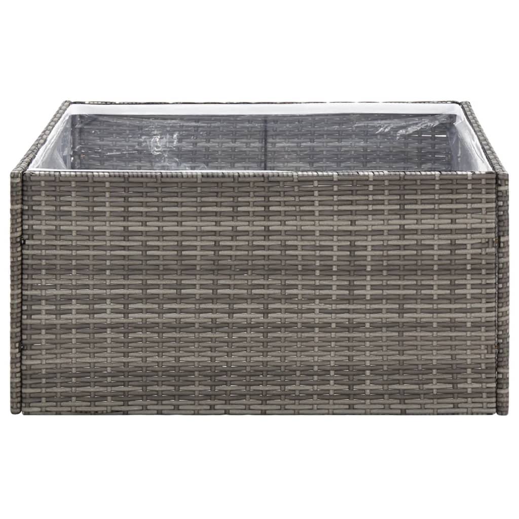 Pflanzkübel Grau 80x80x40 cm Poly Rattan