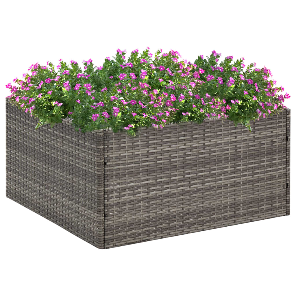 Pflanzkübel Grau 80x80x40 cm Poly Rattan