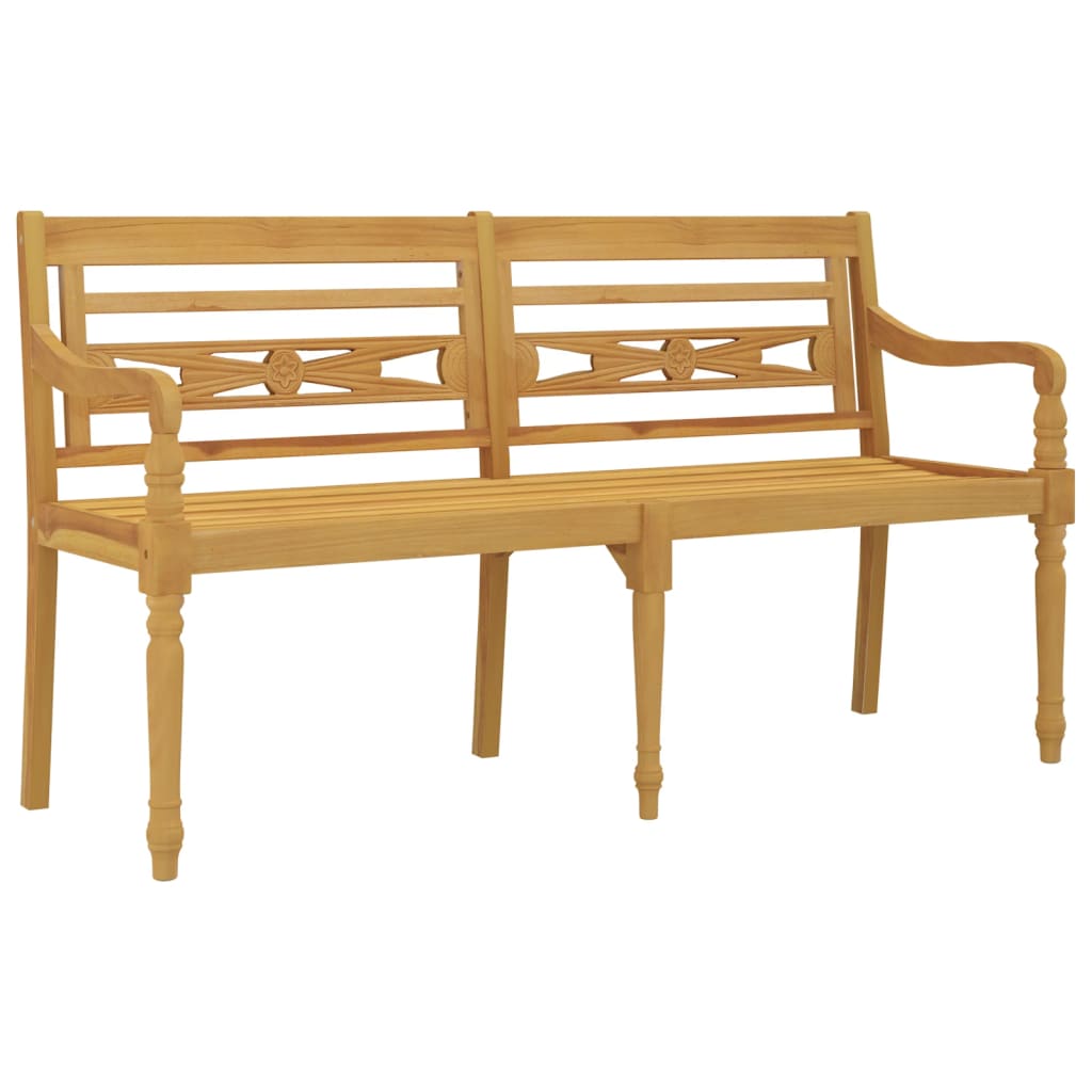 Batavia-Bank mit Rotem Kissen 150 cm Massivholz Teak