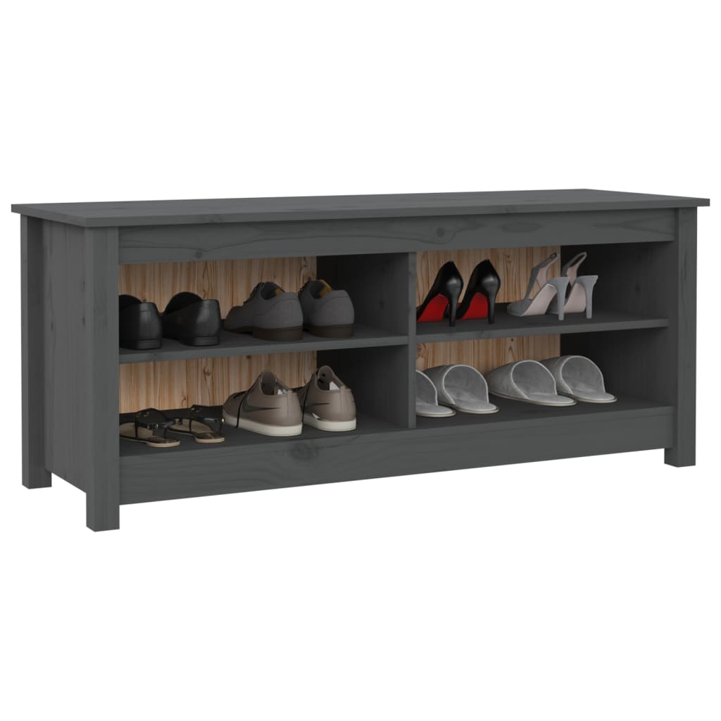 Schuhbank Grau 110x38x45,5 cm Massivholz Kiefer