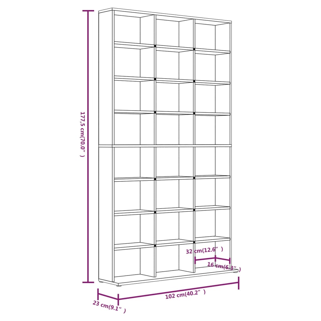 CD-Regal Braun Eichen-Optik 102x23x177,5 cm Holzwerkstoff