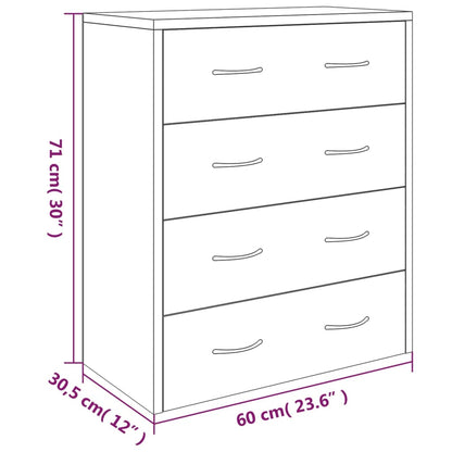 Kommode mit 4 Schubladen 60×30,5×71 cm Schwarz