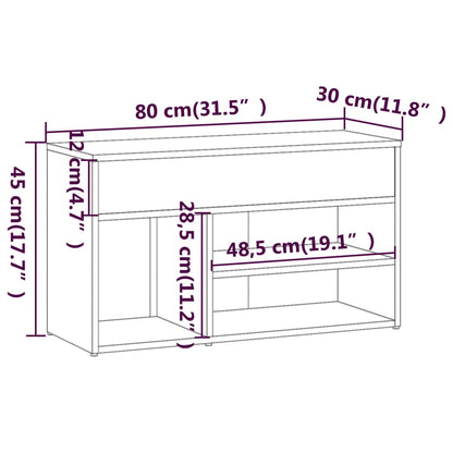 Schuhbank Räuchereiche 80x30x45 cm Holzwerkstoff