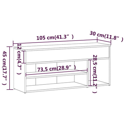 Schuhbank Räuchereiche 105x30x45 cm Holzwerkstoff