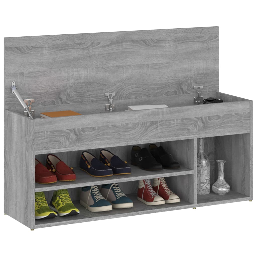 Schuhbank Grau Sonoma 105x30x45 cm Holzwerkstoff