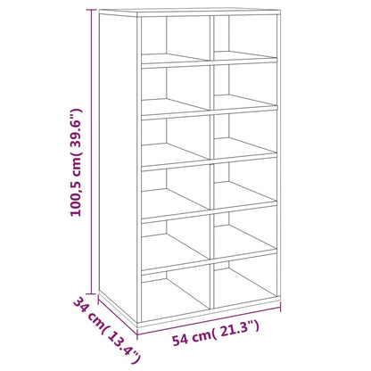 Schuhregal Grau Sonoma 54x34x100,5 cm Holzwerkstoff