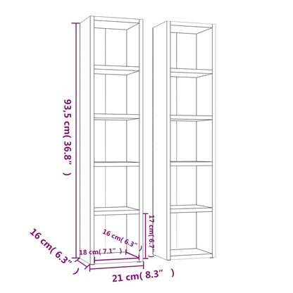 CD-Regale 2 Stk. Räuchereiche 21x16x93,5 cm Holzwerkstoff