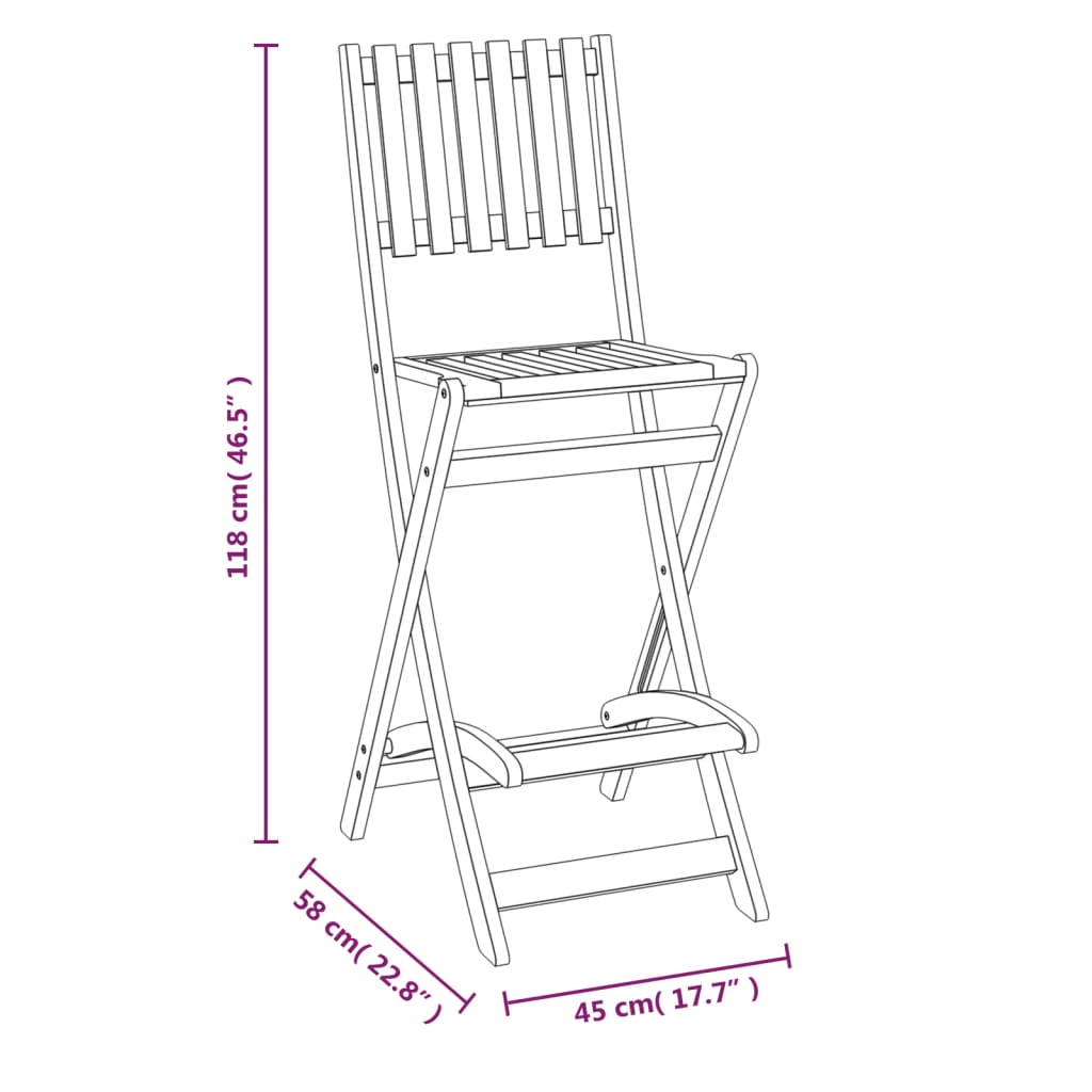 Garten-Barhocker 2 Stk. Klappbar Massivholz Akazie