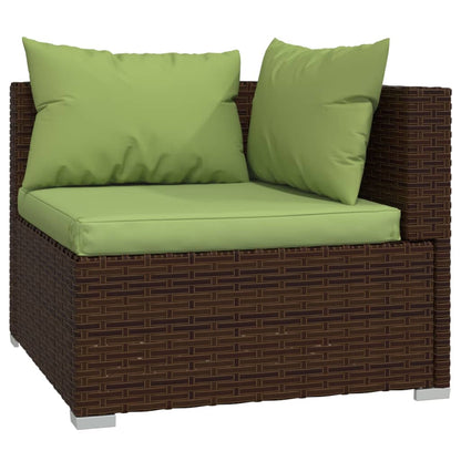 10-tlg. Garten-Lounge-Set mit Kissen Poly Rattan Braun