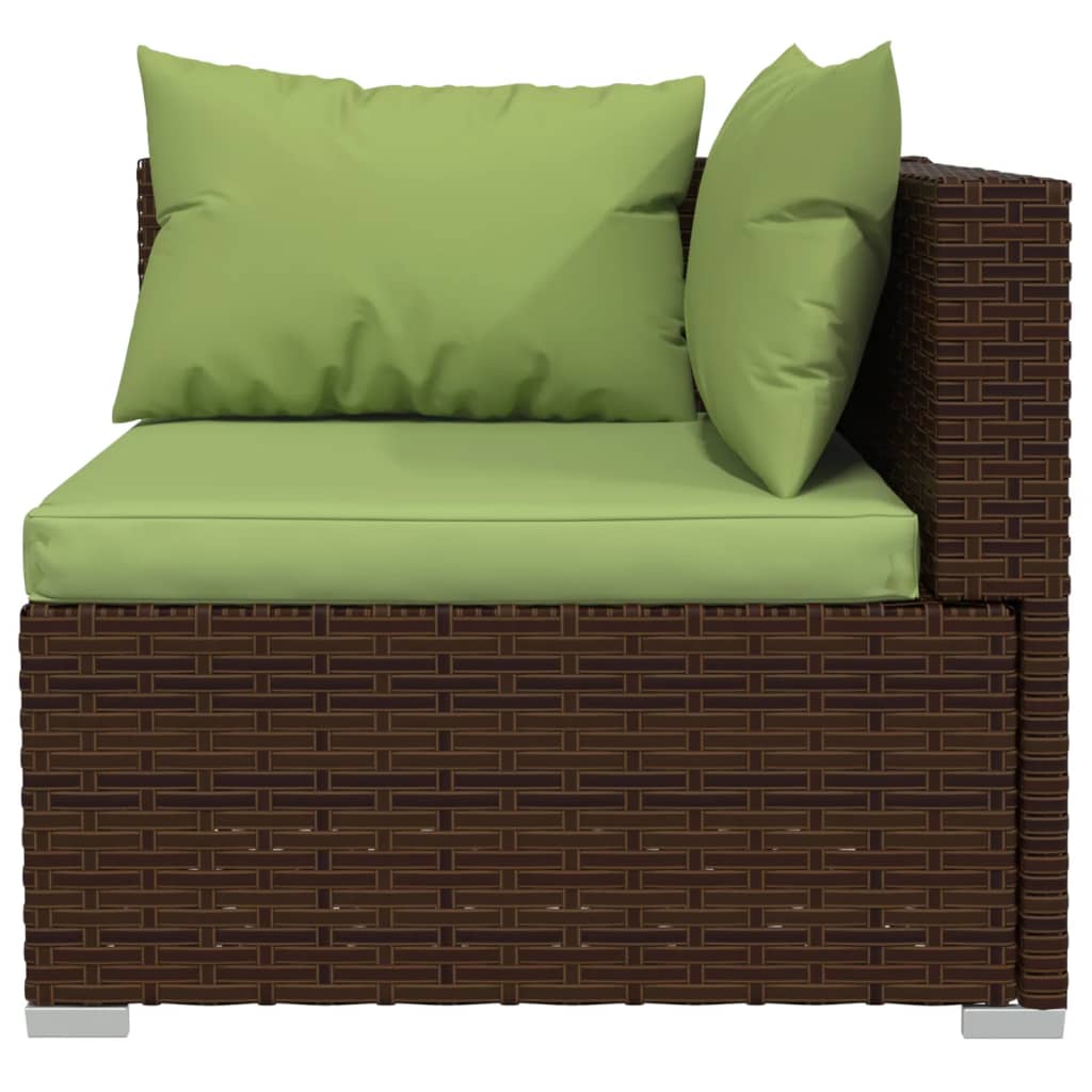 10-tlg. Garten-Lounge-Set mit Kissen Poly Rattan Braun