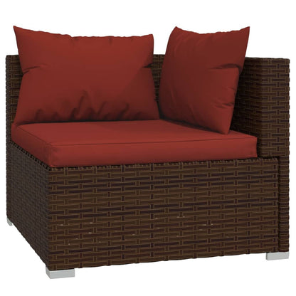 10-tlg. Garten-Lounge-Set mit Kissen Braun Poly Rattan