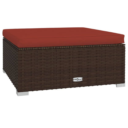 10-tlg. Garten-Lounge-Set mit Kissen Braun Poly Rattan