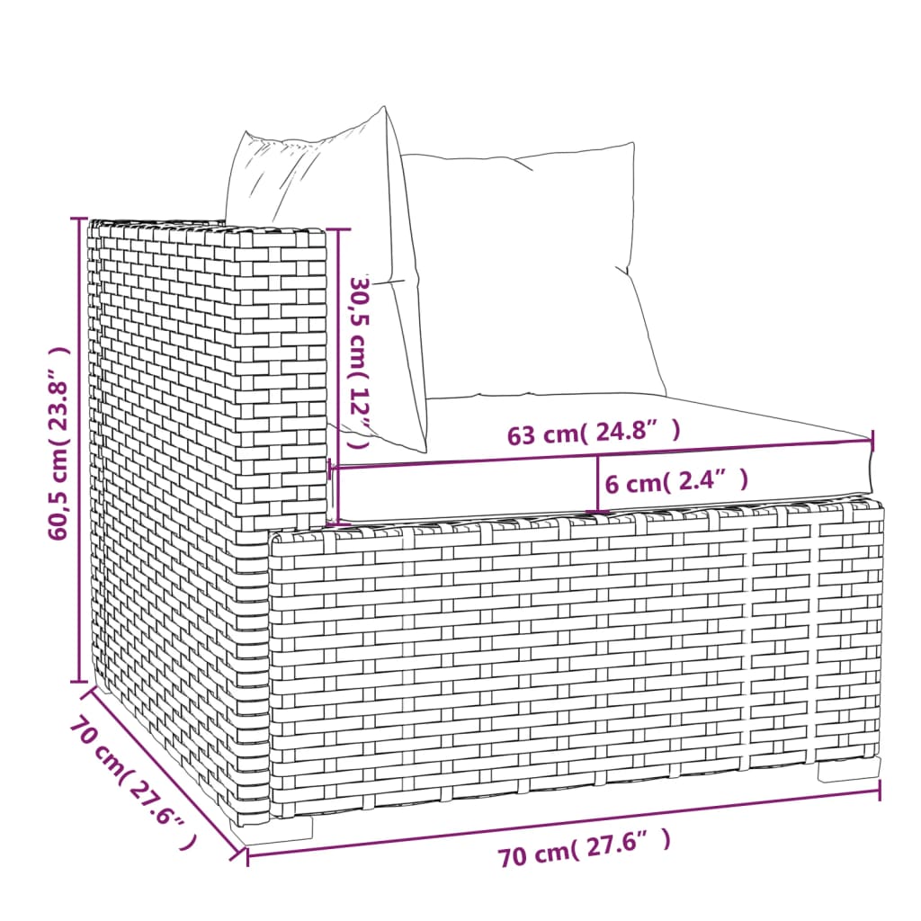 10-tlg. Garten-Lounge-Set mit Kissen Braun Poly Rattan